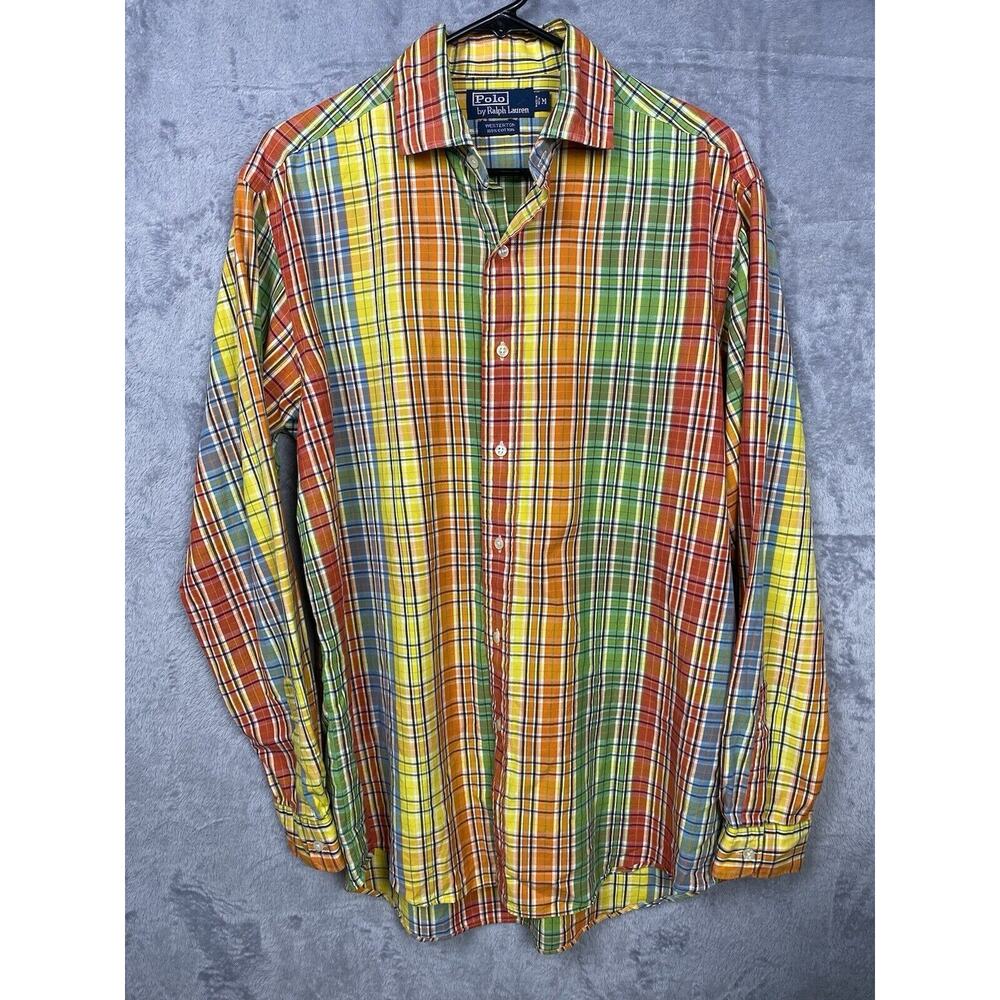 Polo by Ralph Lauren Button‎ Up Madras Westerton shirt men's Size Medium Plaid